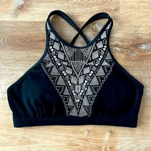 Athleta Ibiza Geo High Neck Swim Top 32D/DD